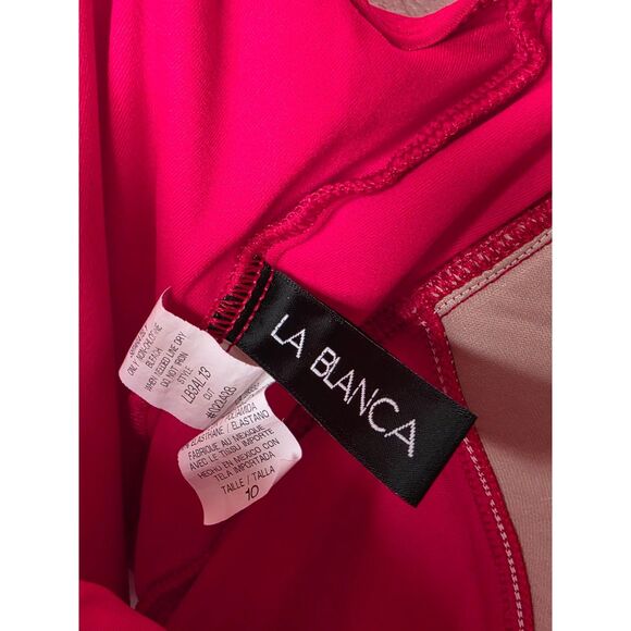 La Blanca Ruched One Piece Swimsuit Padded Cups Red Size 10 - Picture 3 of 11